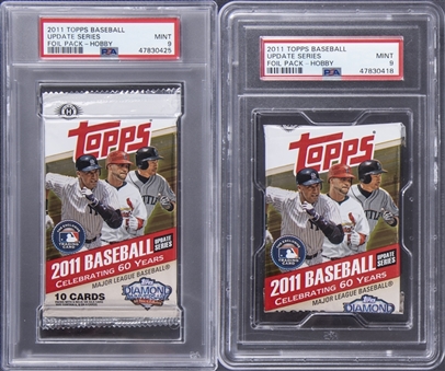 2011 Topps Update Series Baseball Sealed Hobby Foil Packs (2 Different) - PSA MINT 9